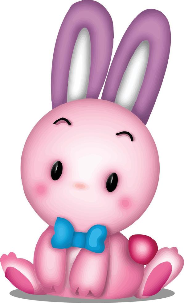 Rabbit pink cartoon clipart vector