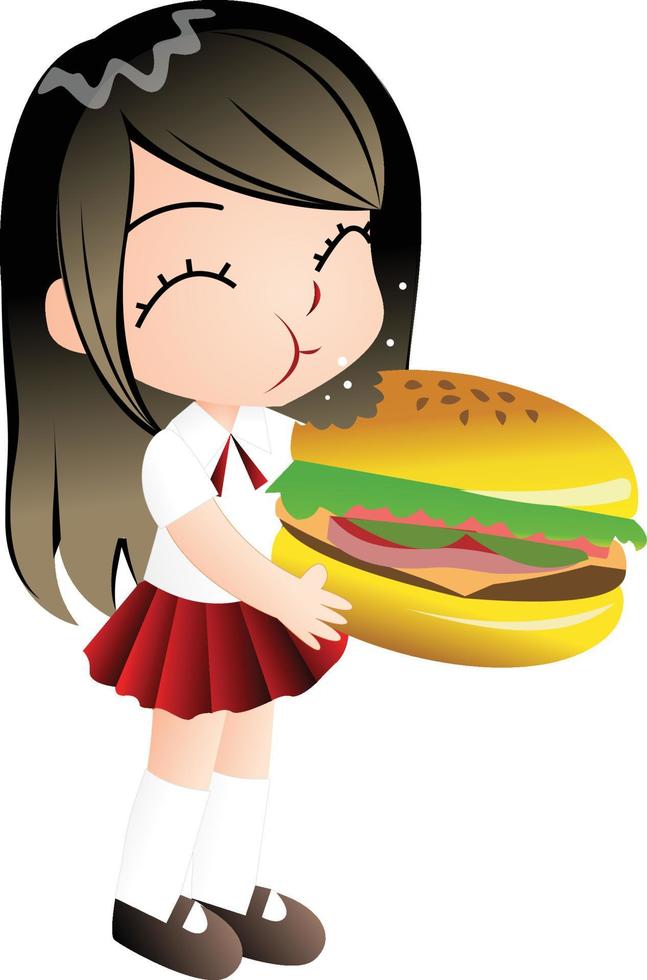 girl mcdonalds vector cartoon clipart kawaii