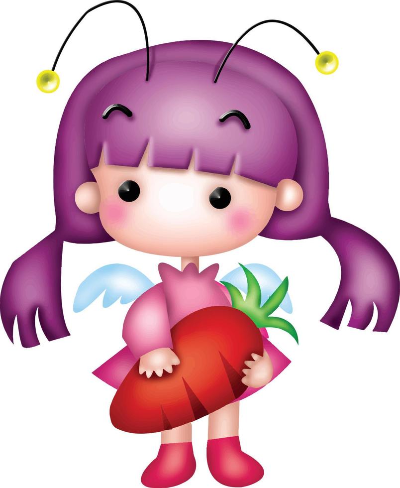 niña dibujos animados vector clipart lindo kawaii