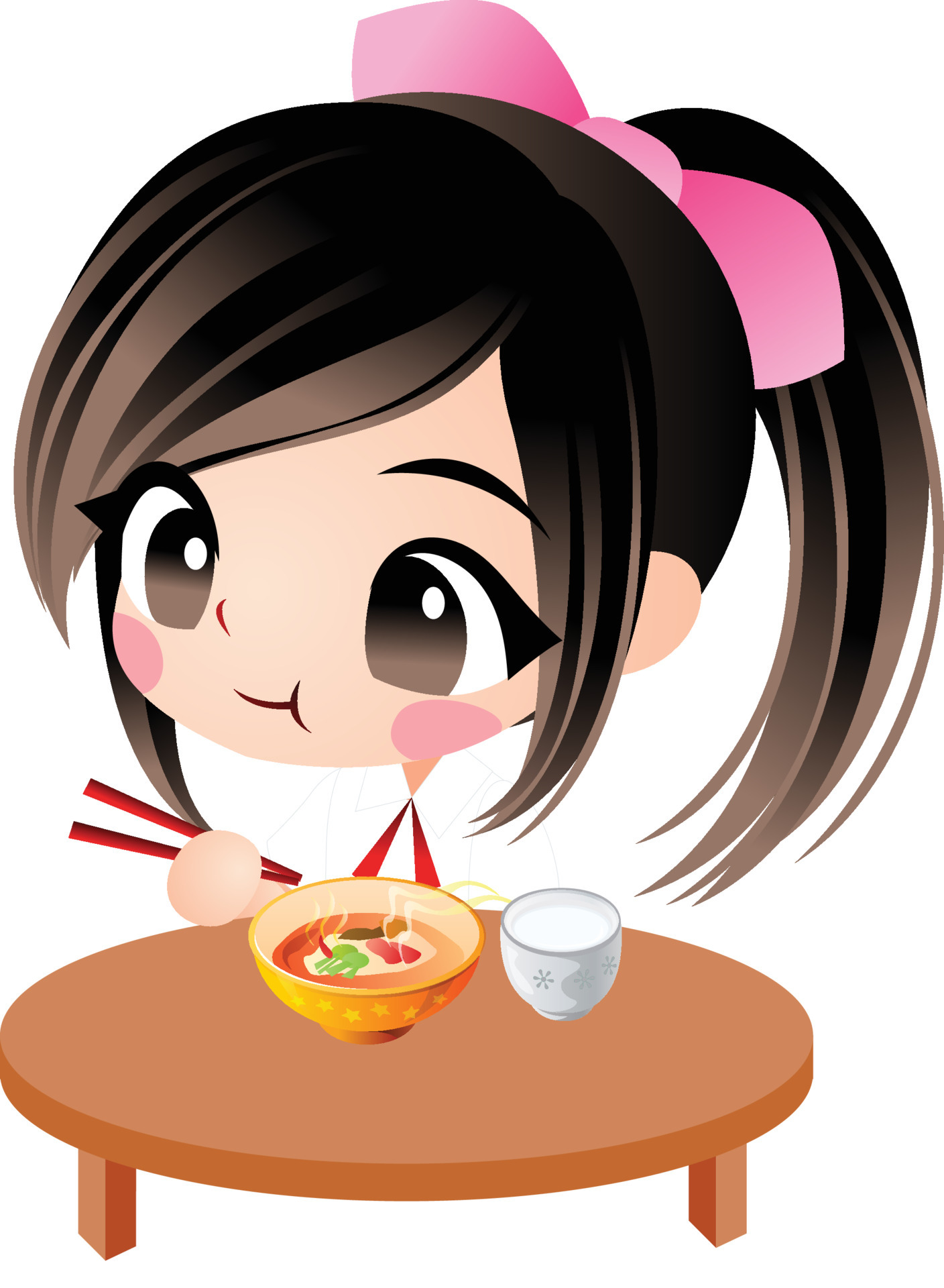 niña comiendo dibujos animados vector clipart lindo kawaii 4717402 Vector  en Vecteezy
