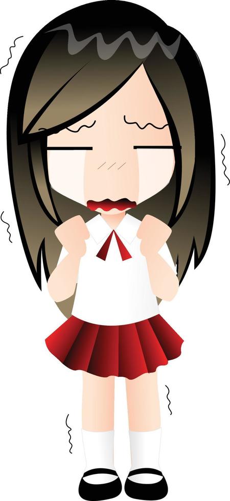 girl crying vector cartoon clipart kawaii