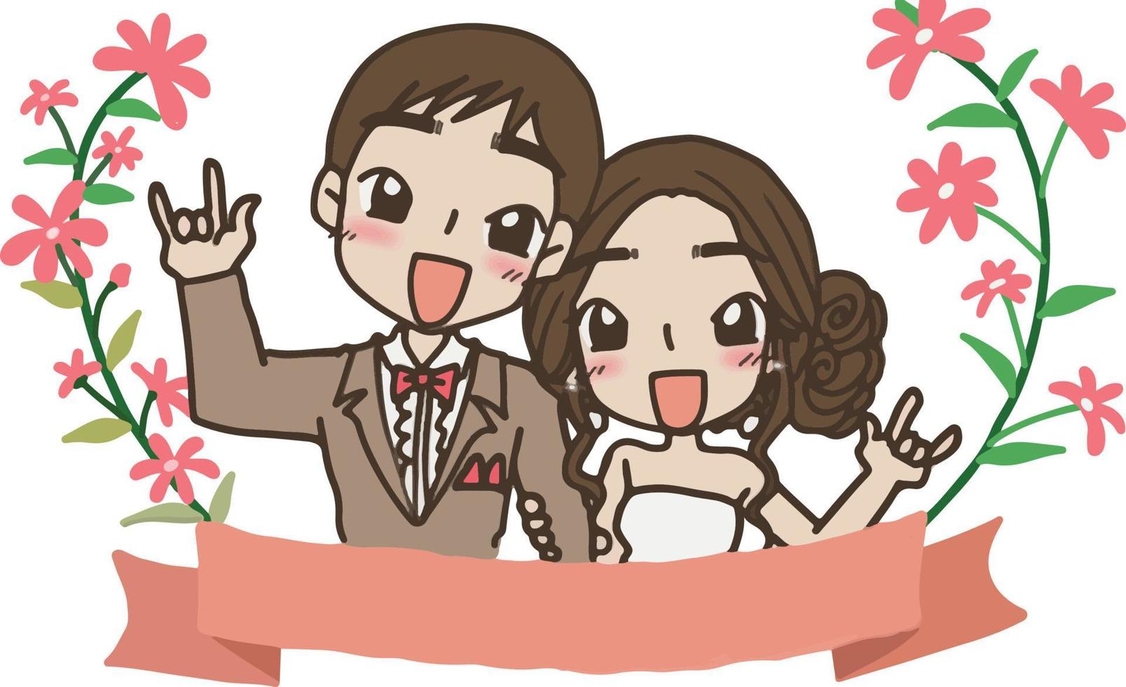 wedding cartoon love together clipart free cute kawaii vector