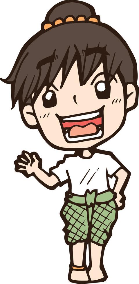 Thai boy vector cartoon clipart