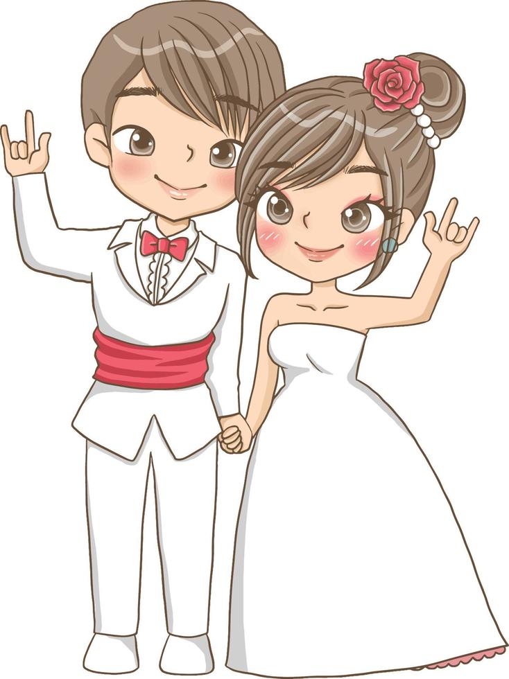 wedding couple together vector cartoon clipart