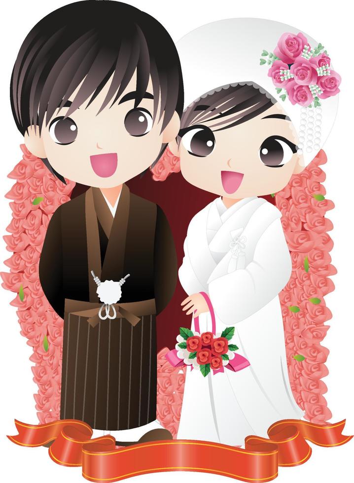 wedding couple together vector cartoon clipart