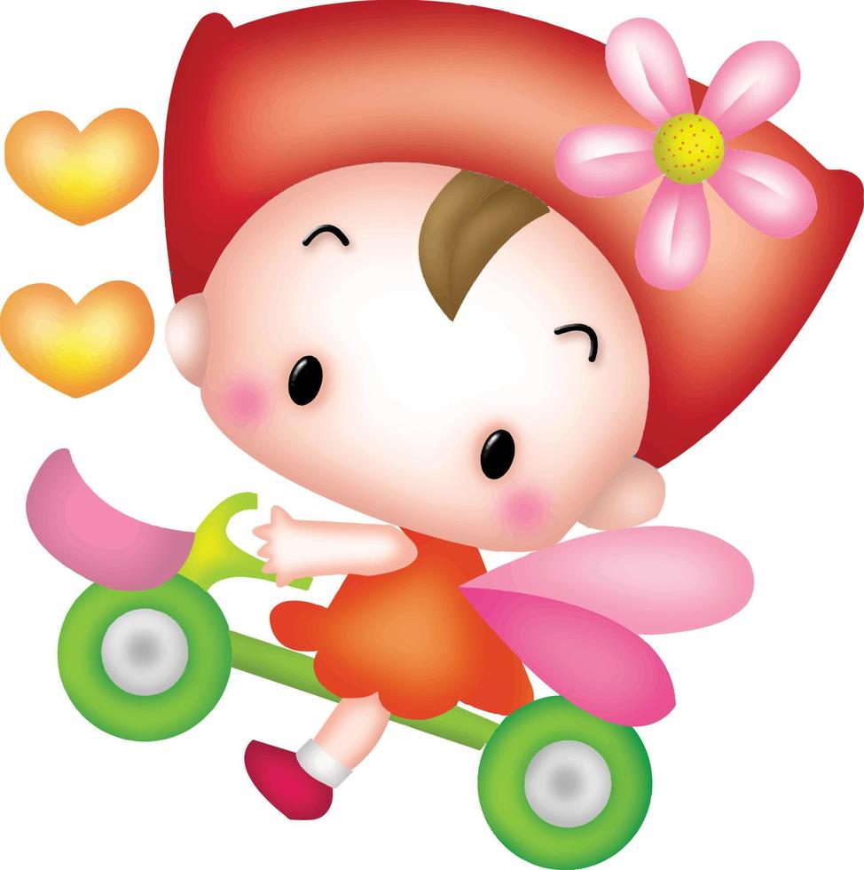 girl cycling vector cartoon clipart