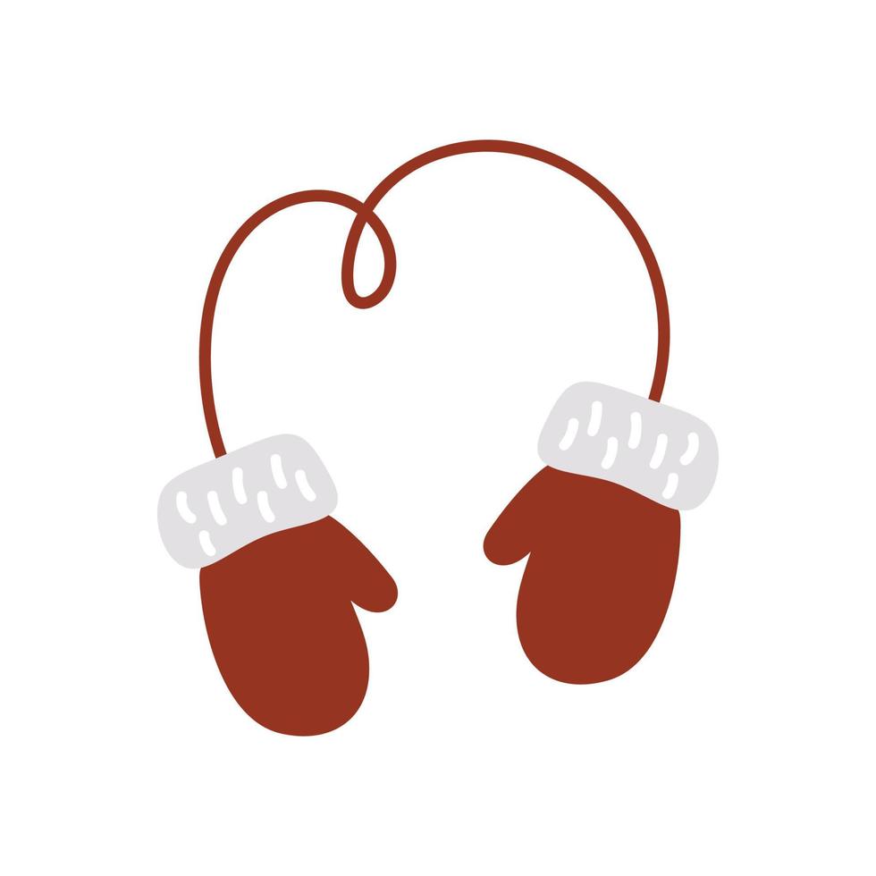 ilustración vectorial par de guantes de santa de punto rojo de Navidad de punto sobre fondo blanco. tarjeta de felicitación de invierno vector