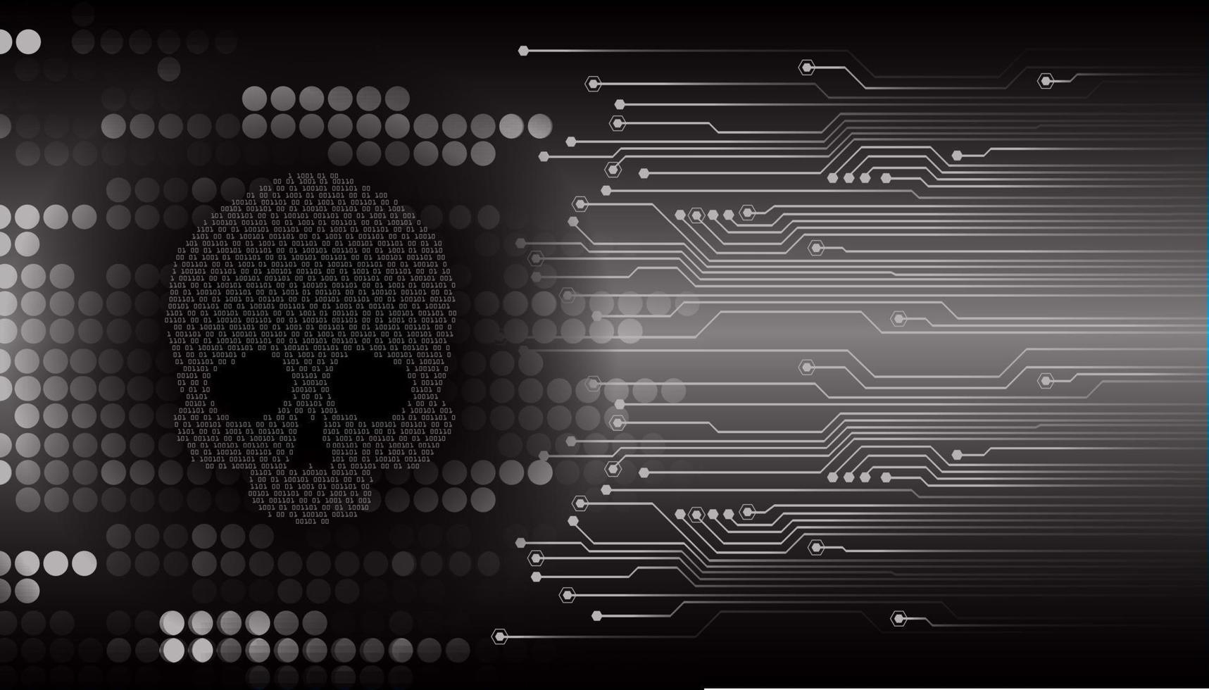 cyber hacker attack background, skull vector