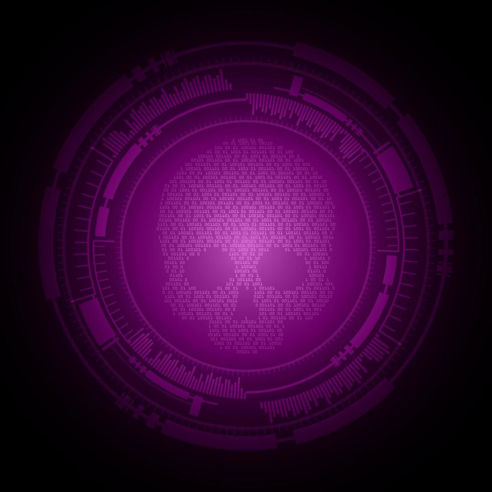 cyber hacker attack background, skull vector