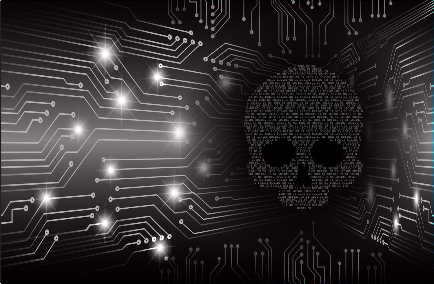 Fondo de ataque de hacker cibernético, vector de cráneo