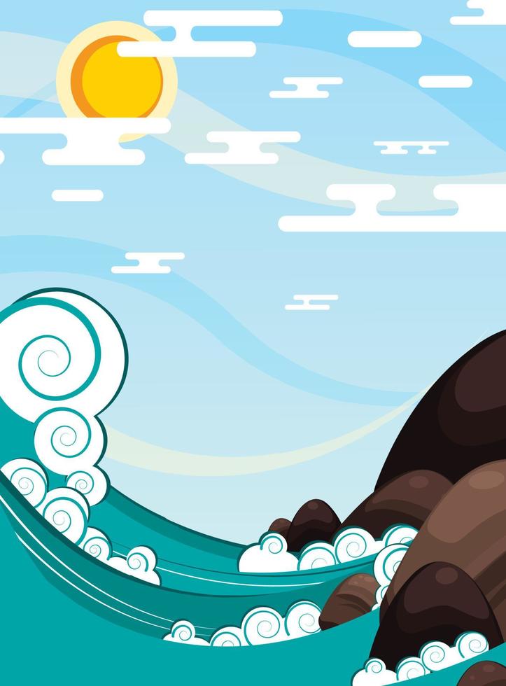 sea flat background vector