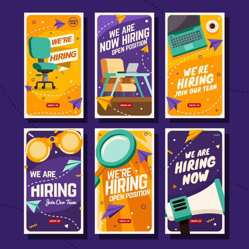 Set of Job Recruitment Social Media Posts vector