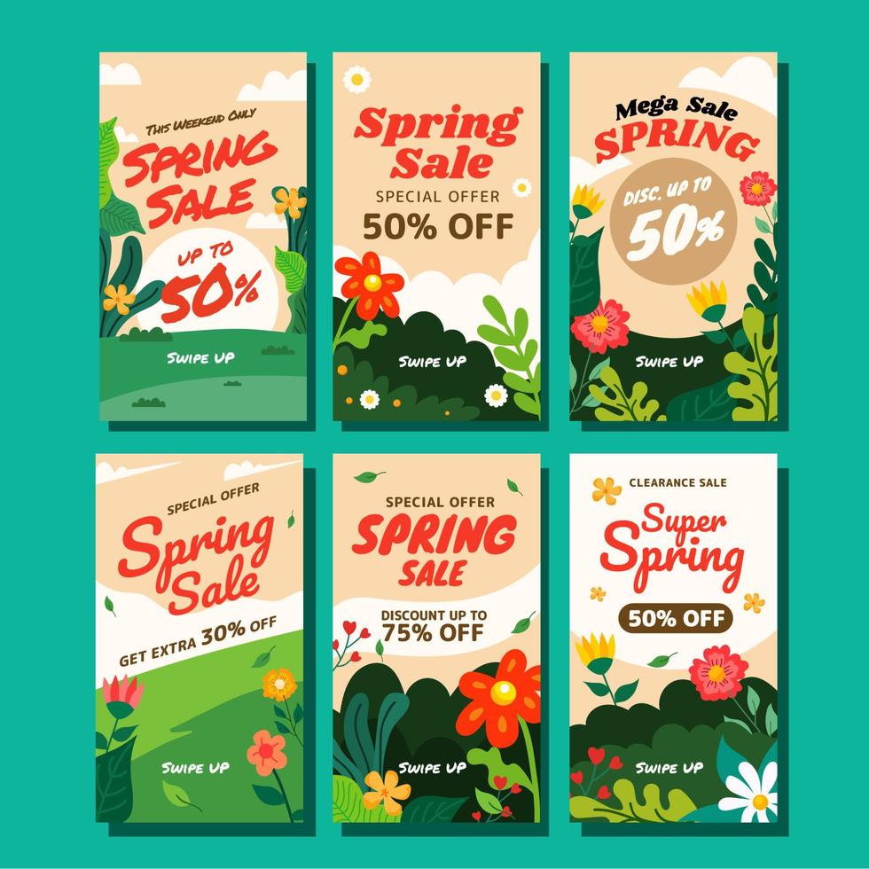 Spring Sale Social Media Post Story Template vector