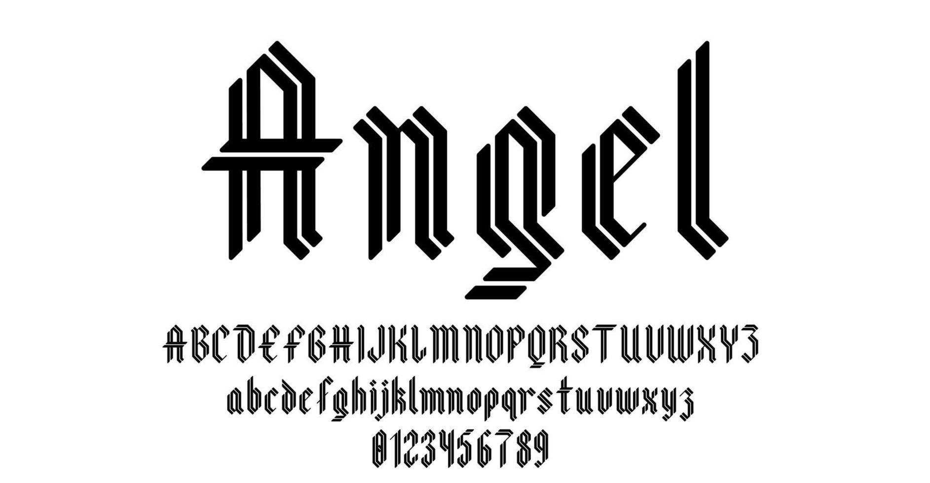 Set of alphabets font letters and numbers antique vintage blackletter concept vector illustration