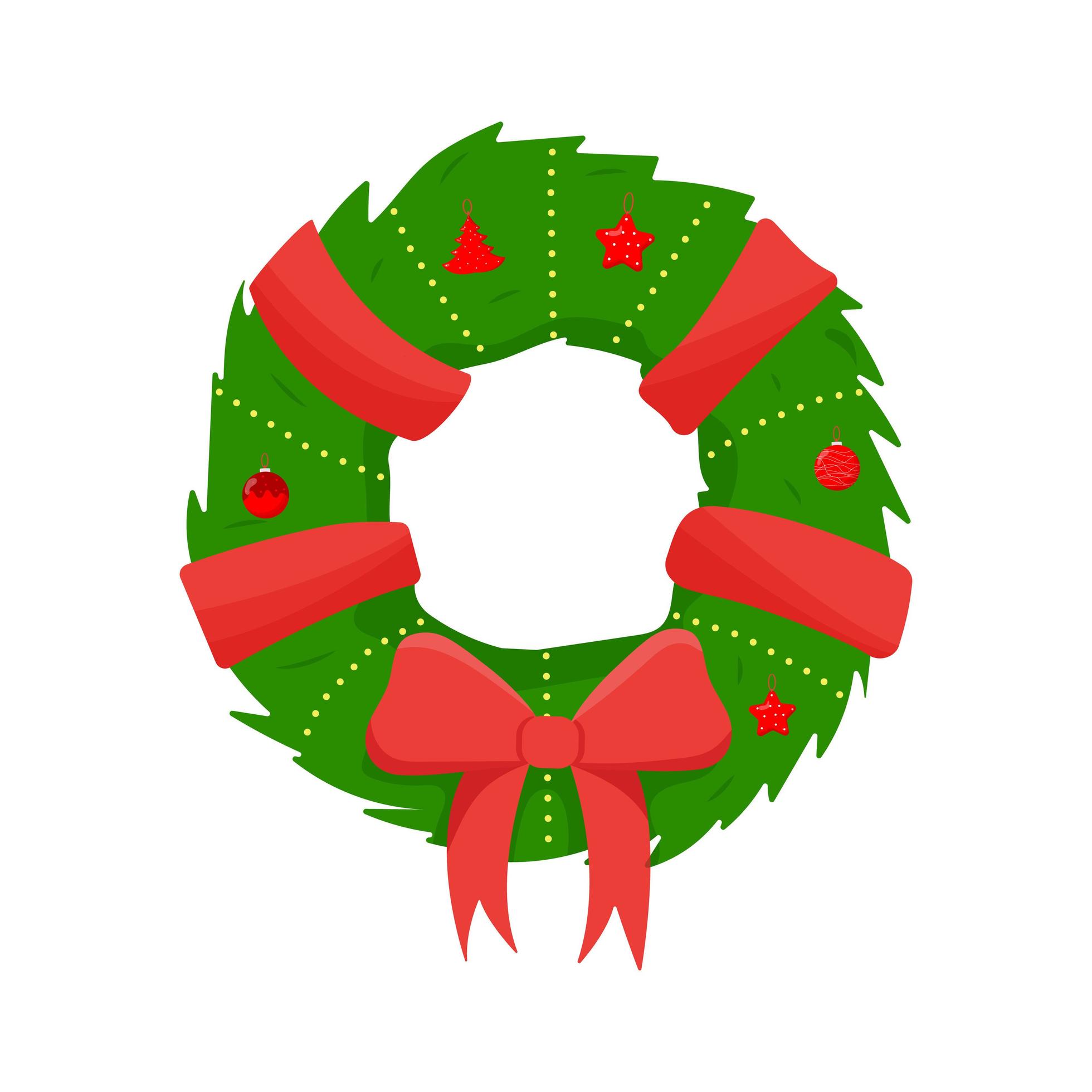 Christmas wreath of holly with red ribbons 4717809 Vector Art at Vecteezy