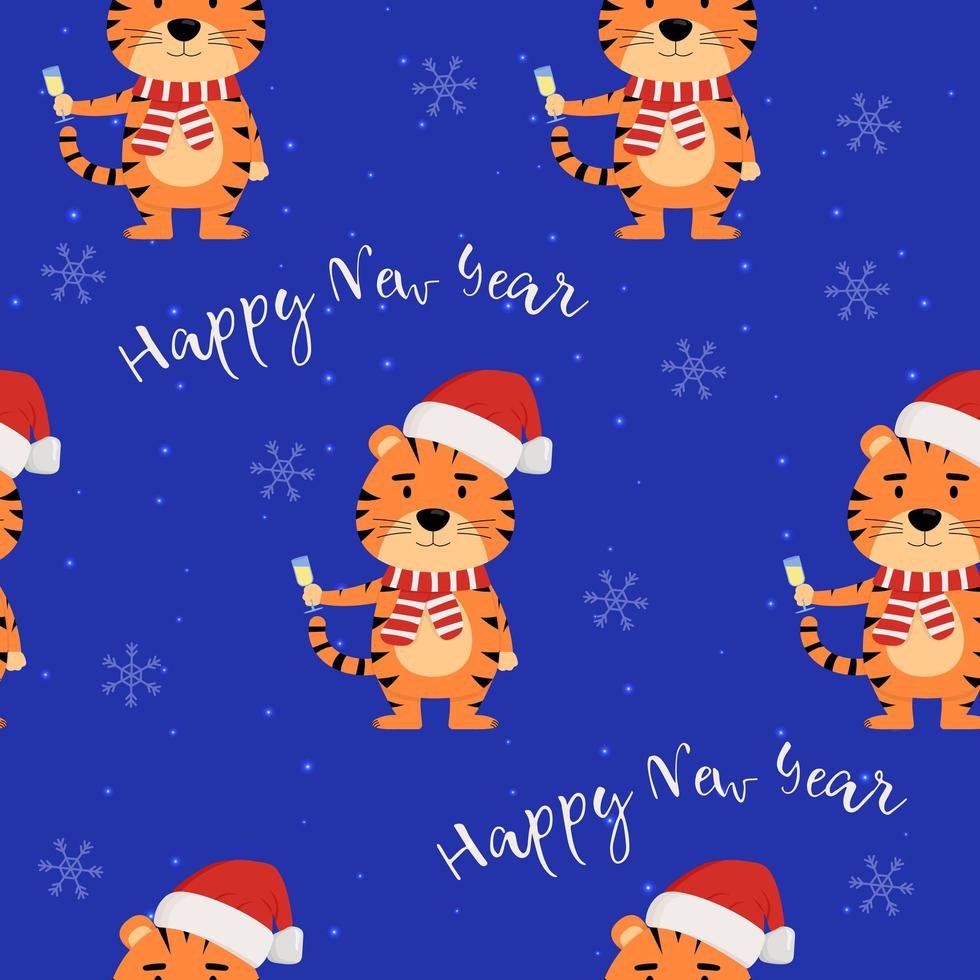 Happy chinese new year seamless pattern. Chinese tiger vector