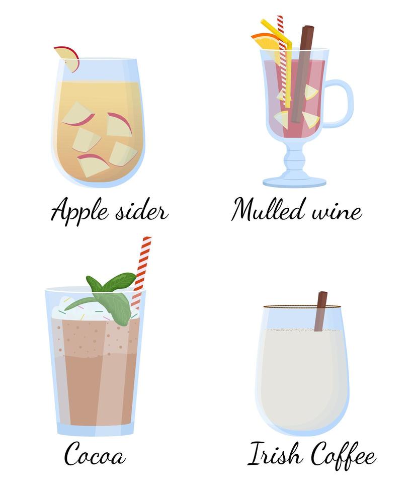 Alcohol drinks and cocktails vector