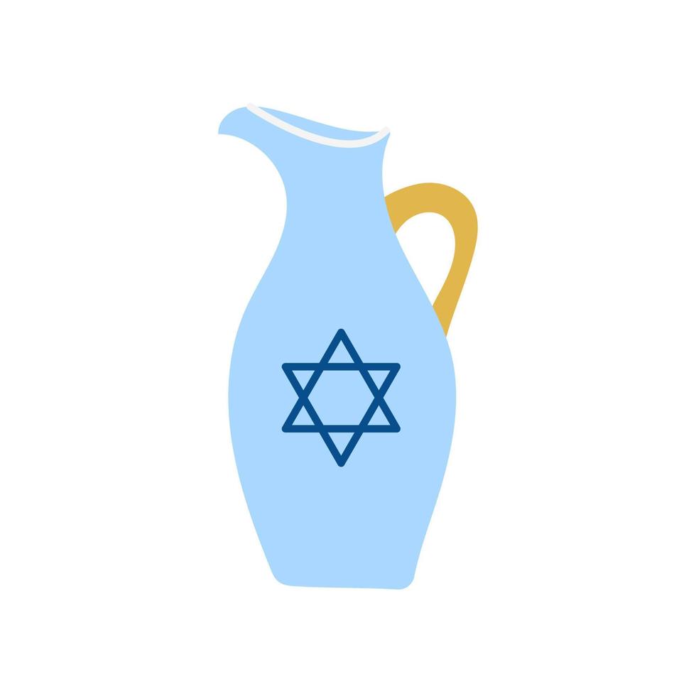 Hanukkah jug, vector illustration in flat style