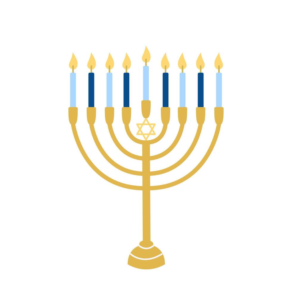 candelabro de hanukkah, ilustración vectorial en estilo plano vector