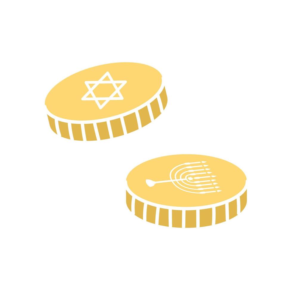 monedas israelíes de hanukkah, ilustración vectorial en estilo plano vector