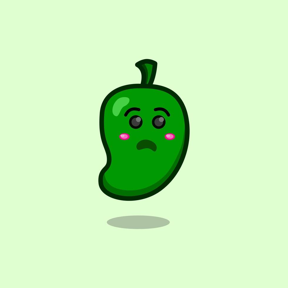 Diseño de personajes de ilustración de fruta de mango triste. vector