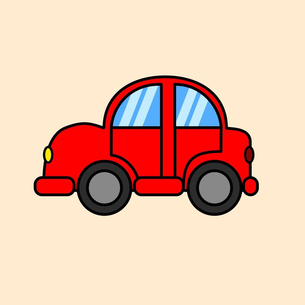 Diseño de ilustración de dibujos animados de coche de color rojo. diseños para libros infantiles. vector