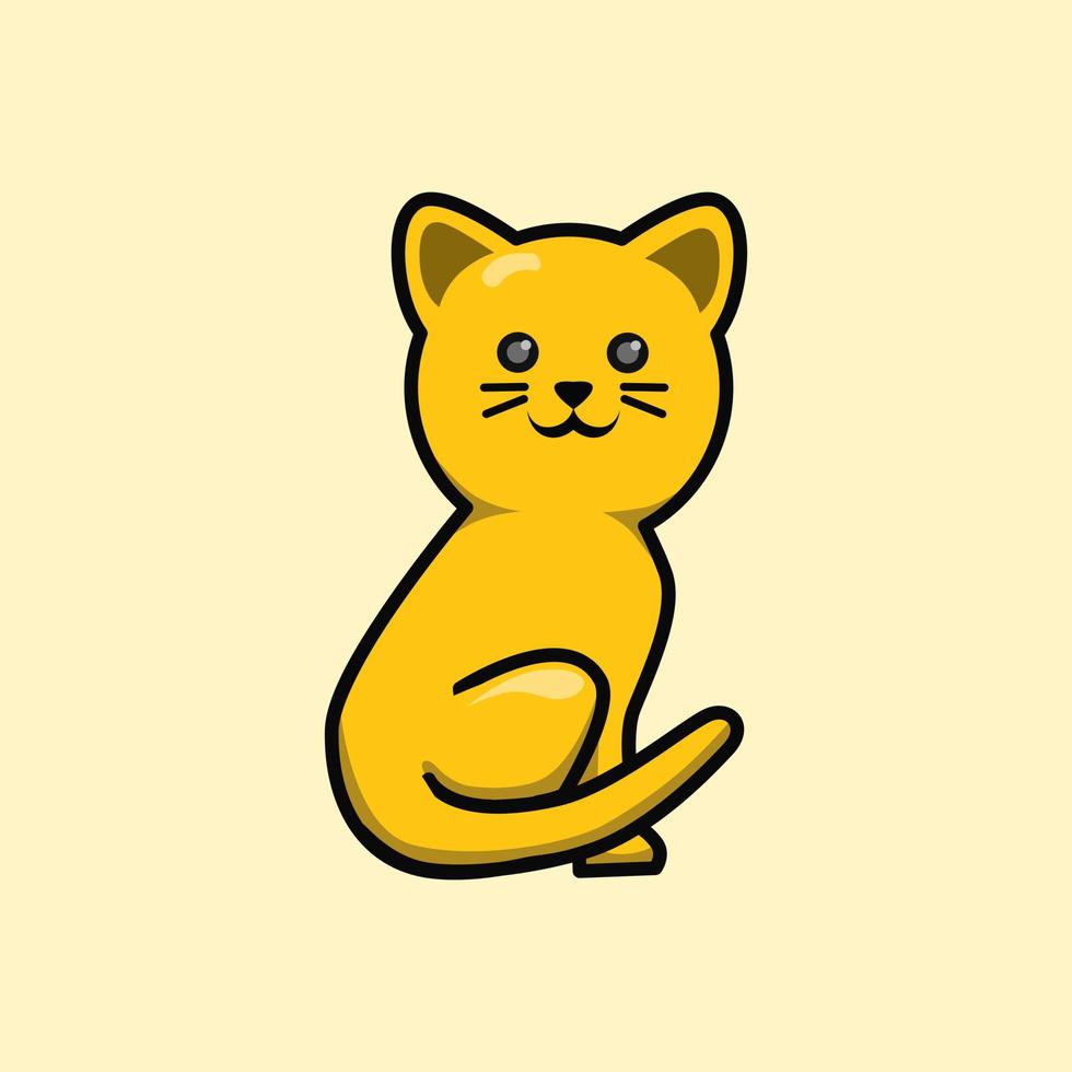 diseño lindo del ejemplo del gato que sonríe en fondo amarillo. vector