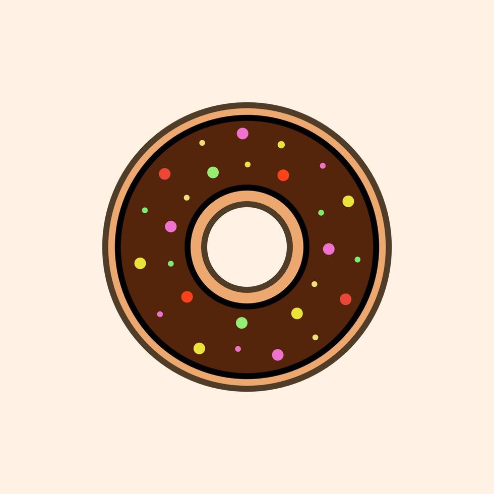 Chocolate cream doughnut illustration design for children's book. vector