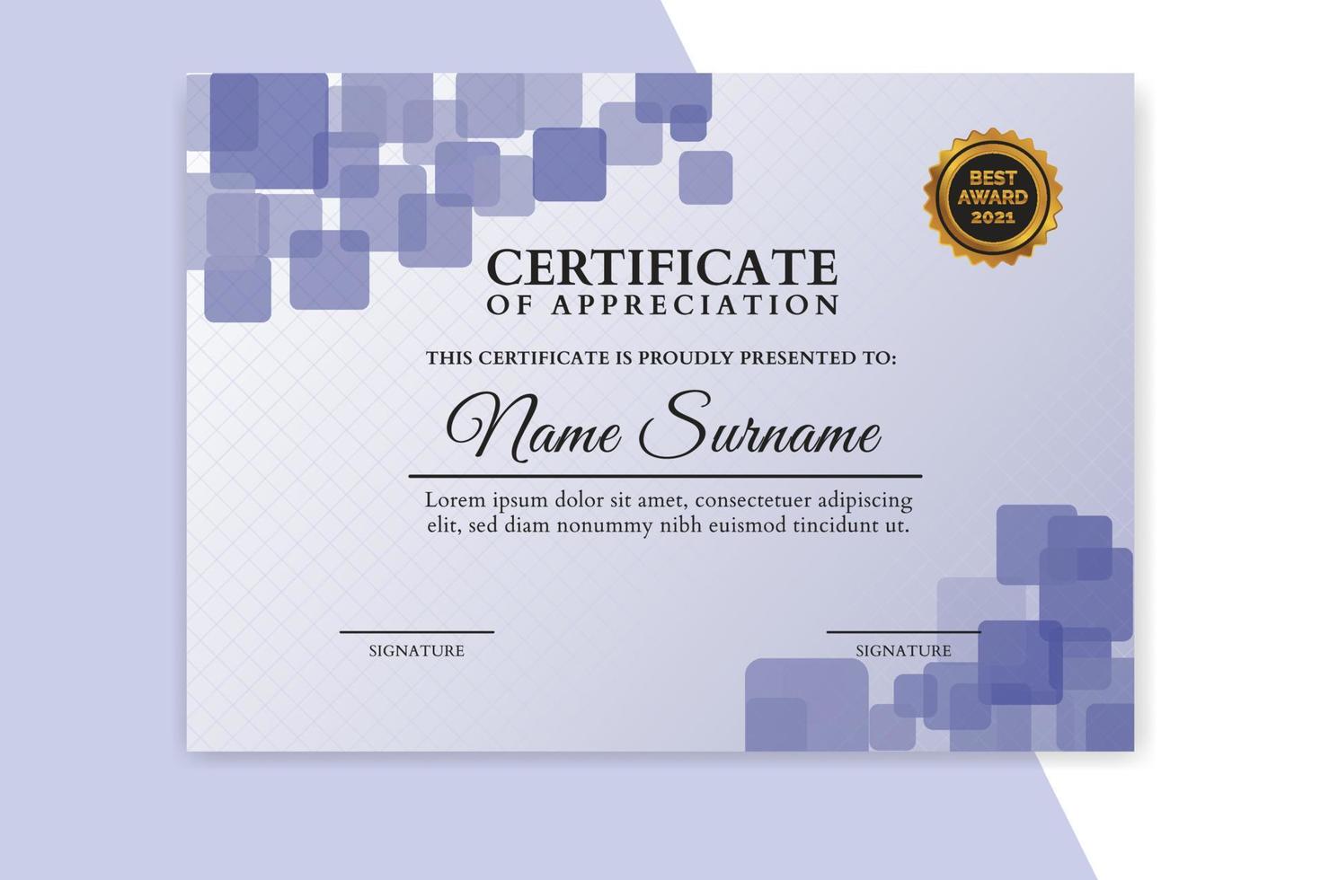 Certificate of appreciation template. vector