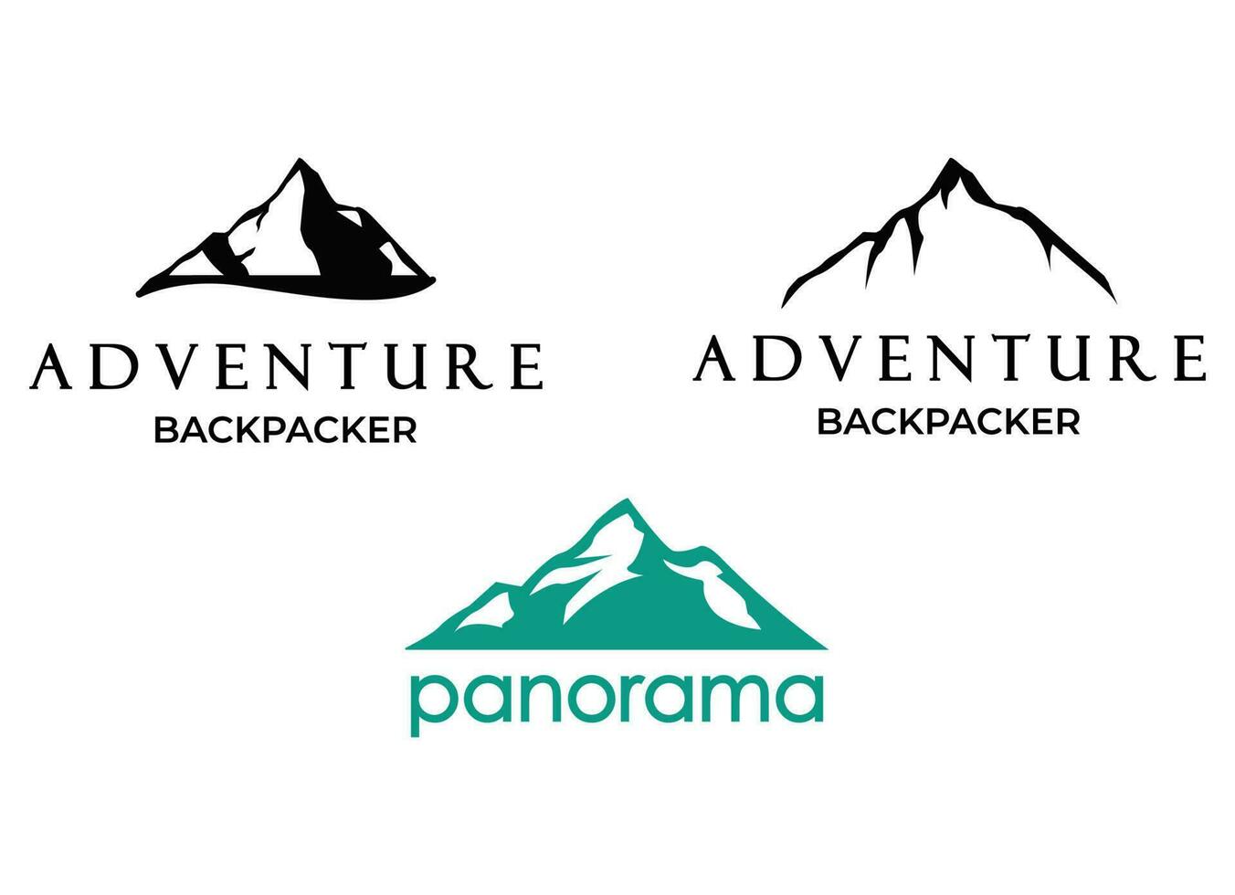 inspiración de diseños de paquetes de logotipos de cumbres, montañas y picos. vector