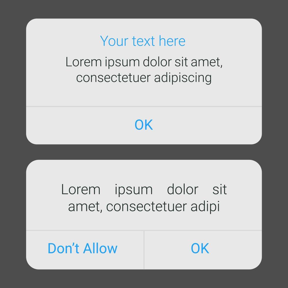 Notification Boxes Template. Smartphone Warning or Message Interface