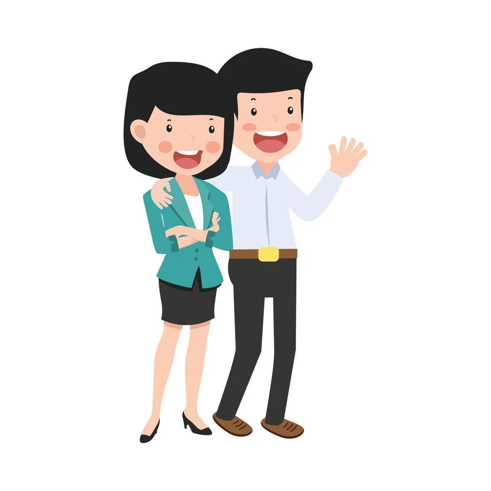 Businessman and Businesswoman Couple  flat design cartoon vector