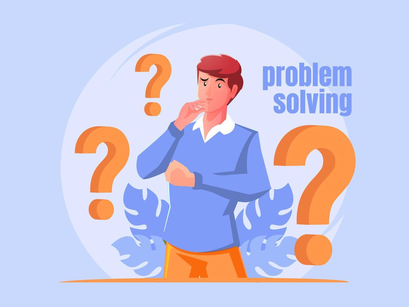 Man thinking looking for a solution vector