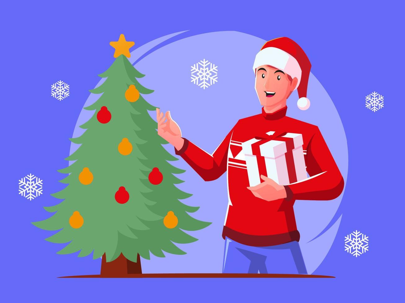 Man celebrating Christmas vector