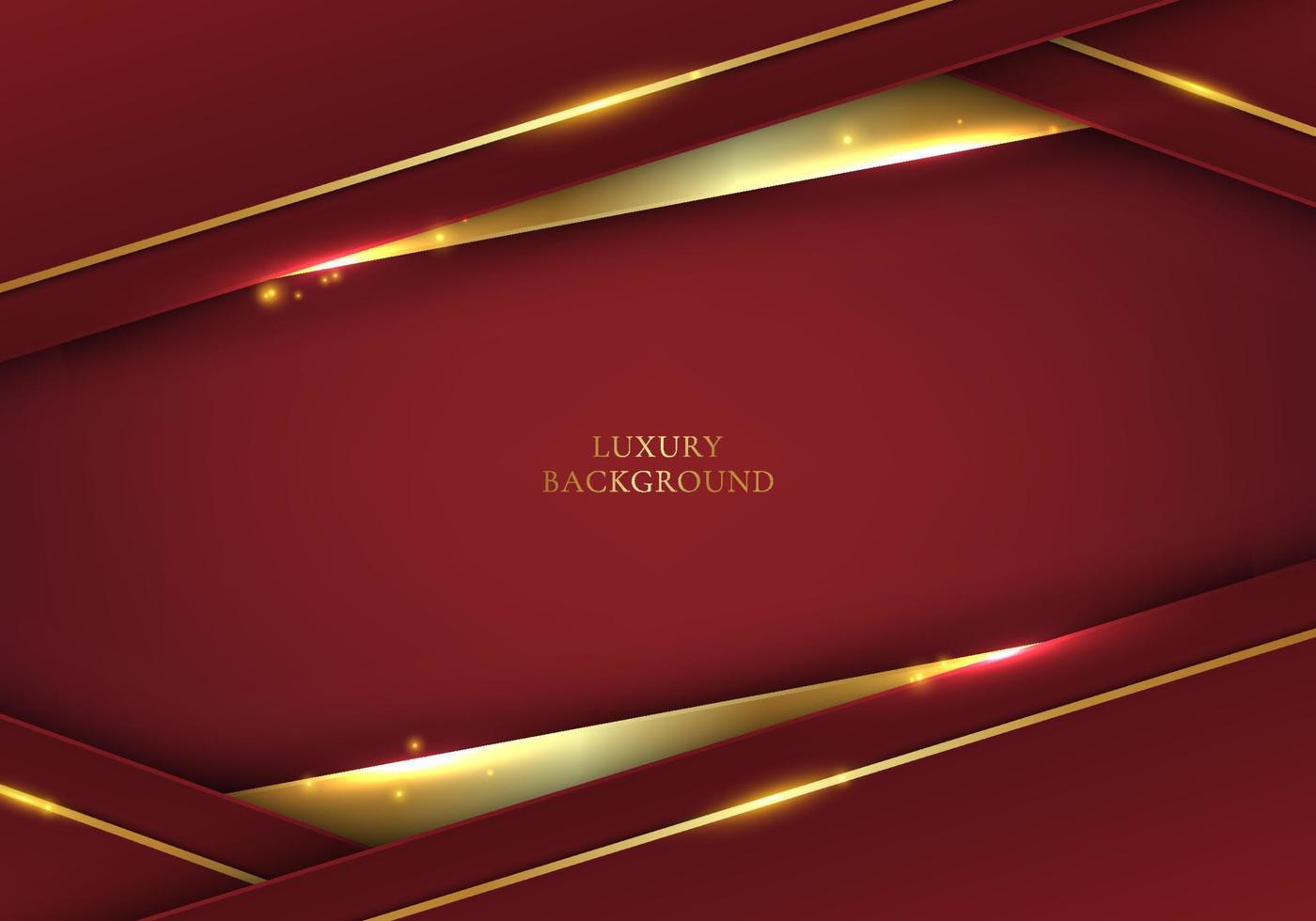 3D modern luxury template design red stripes and golden glitter line light sparking on red background vector