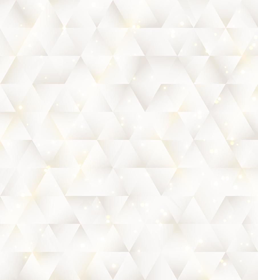 White geometric triangles mosaic pattern with glitter lighting luxury background and texture vector