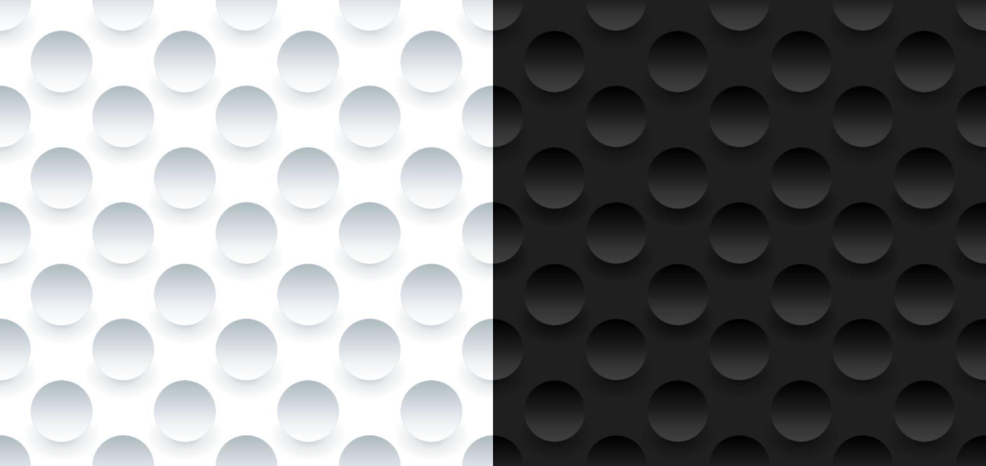 3D black and white circles sphere embossed seamless pattern on dark