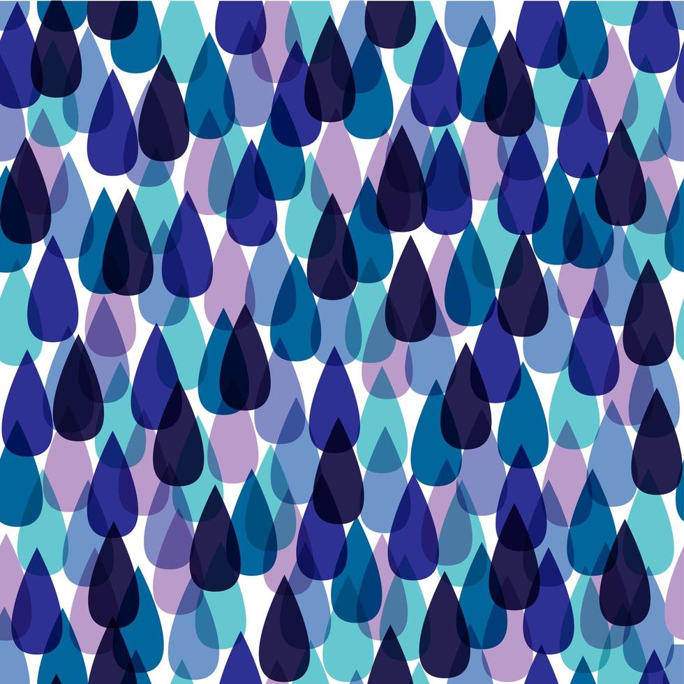 Raindrops and rain, shades of blue. Seamless pattern vector