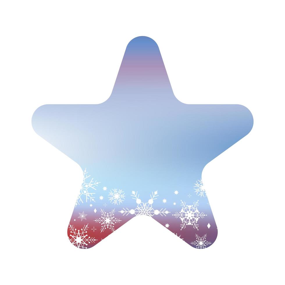 forma estrella degradada en azul con copos de nieve. hermoso elemento de fondo, postales, descuentos, su texto o cualquier diseño de invierno. ilustración vectorial para redes sociales, historias. vector