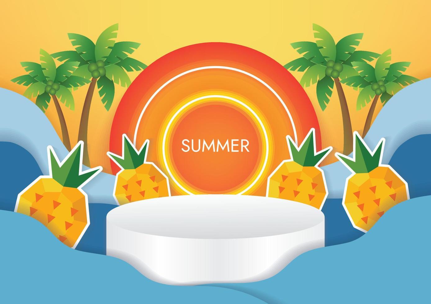 summer beach sale and cute pineapple vector