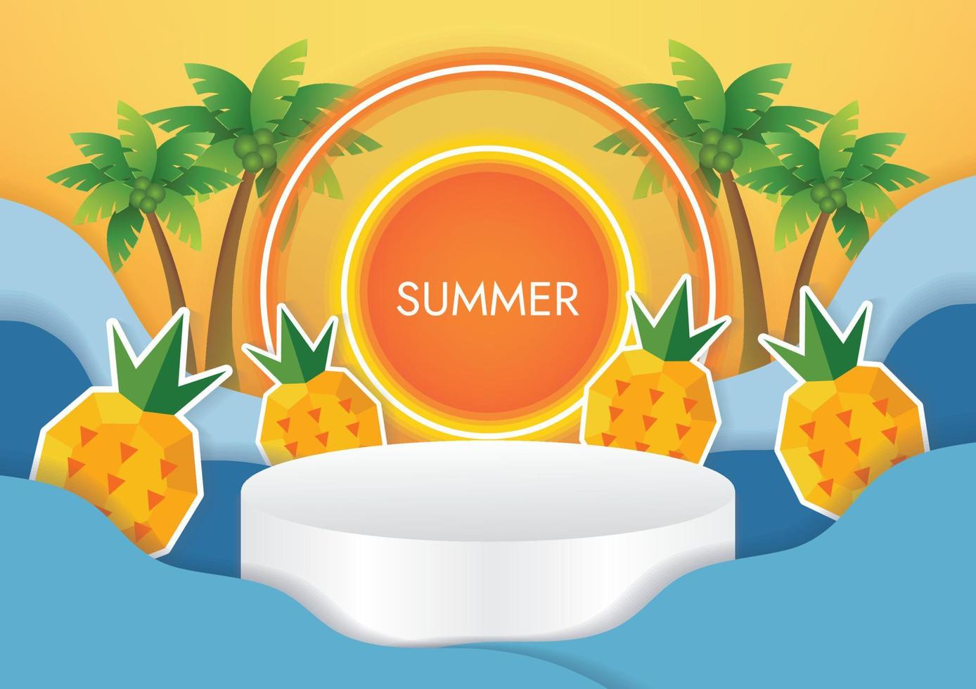 summer beach sale and cute pineapple background vector