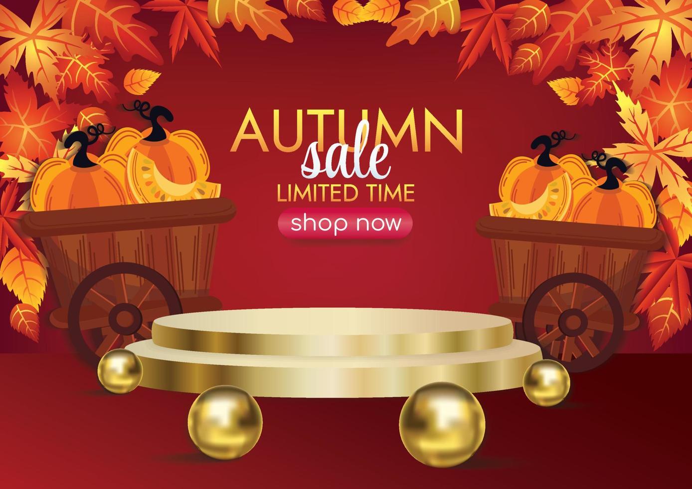 cute pumpkin product display autumn season art vector