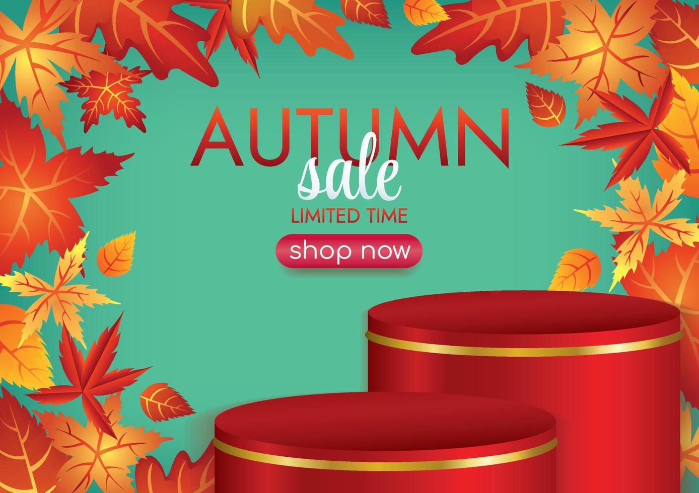 autumn season autumn maple leafs product display vector