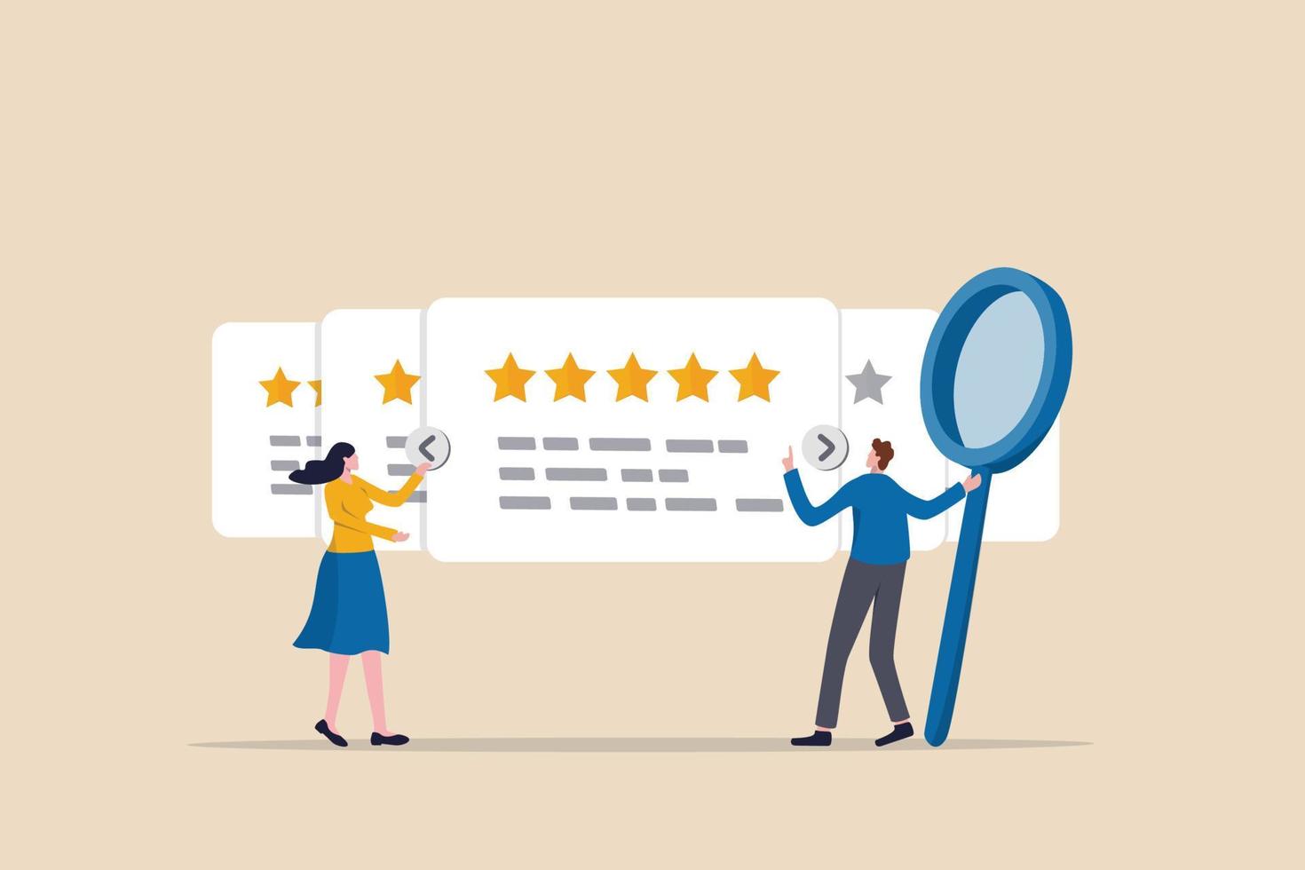 Reputation management team monitor online feedback rating to improve brand positive rank and gain customer trust concept, marketing team monitor and analyze stars rating to increase satisfaction. vector