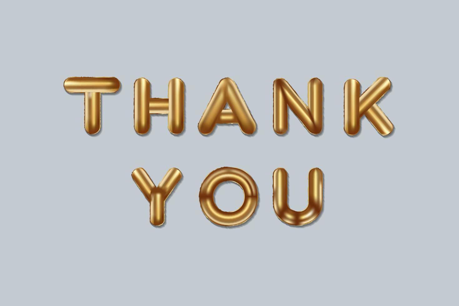 thank you written with foil gold balloon. thank you typography. realistic golden balloons. vector isolated design