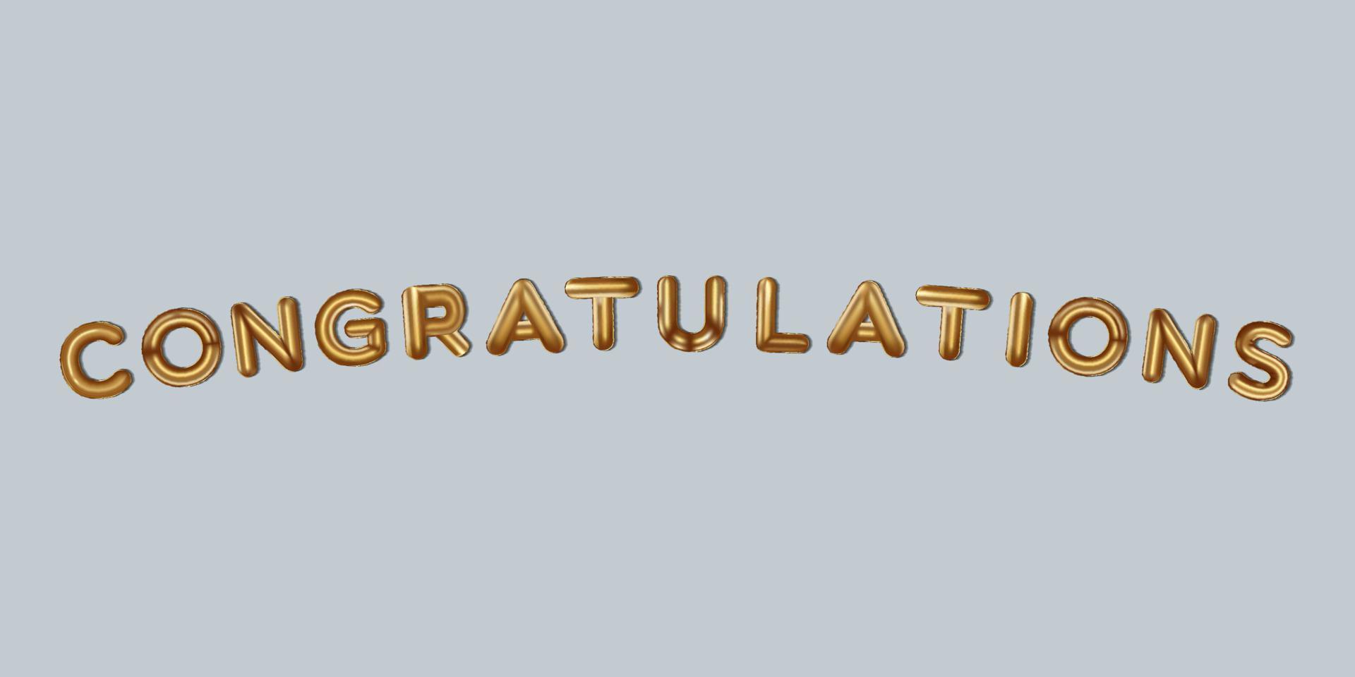 felicitaciones escritas con globos de lámina dorada. felicitaciones letras globos de oro, felicitaciones fondo de tipografía. diseño vectorial vector