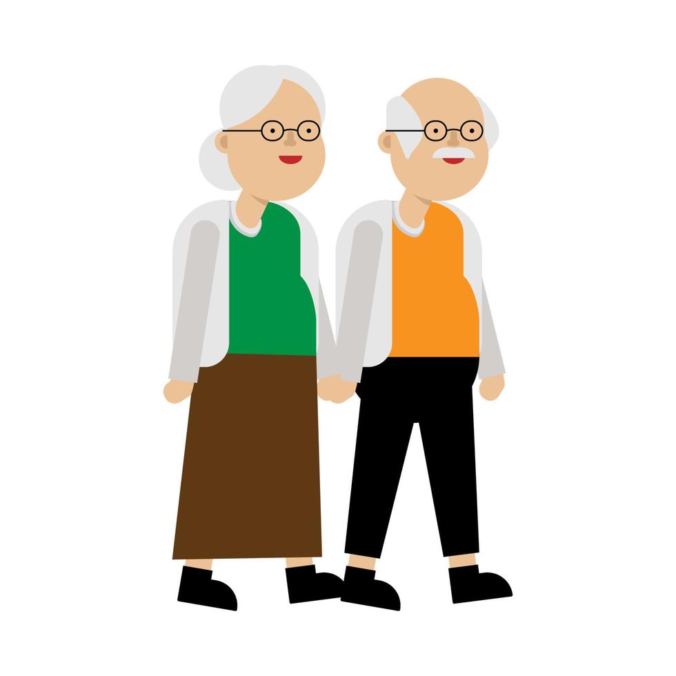 Flat design illustration of grandparents holding hands vector