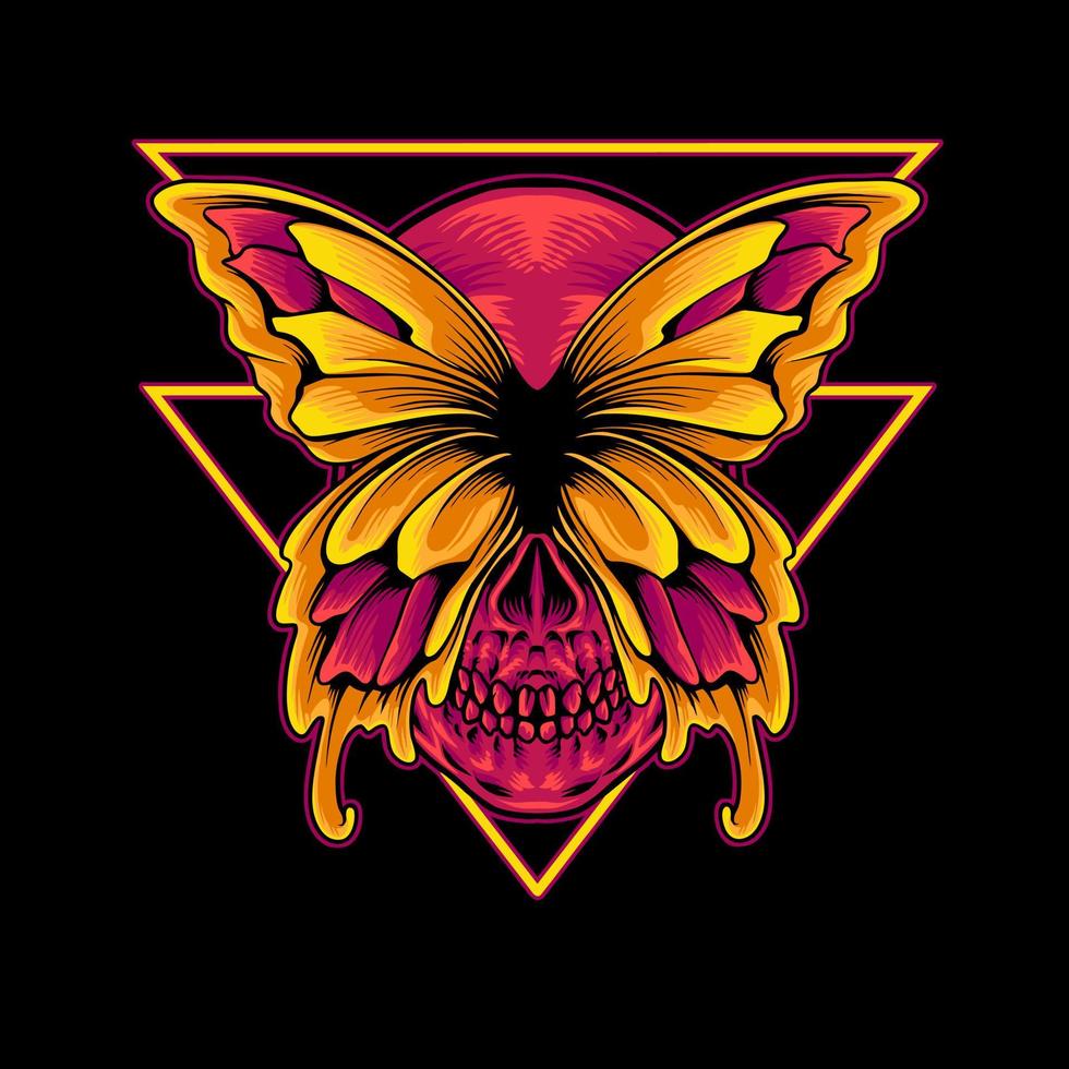 calavera y mariposa vector