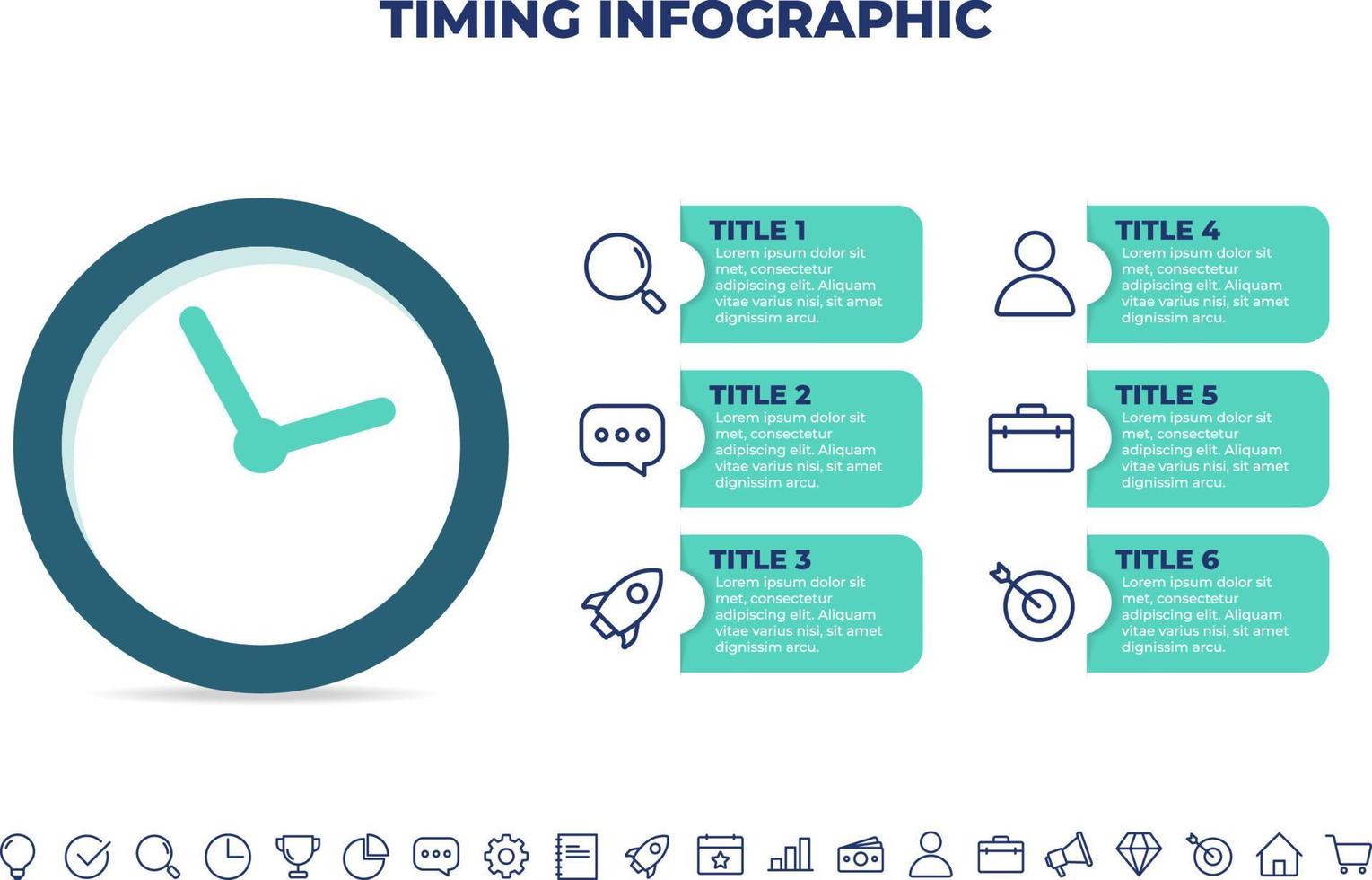 Plantilla de diseño infográfico de sincronización Plantilla de infografía empresarial para presentaciones, banner, diseño de flujo de trabajo, diagrama de proceso, diagrama de flujo y cómo funciona vector