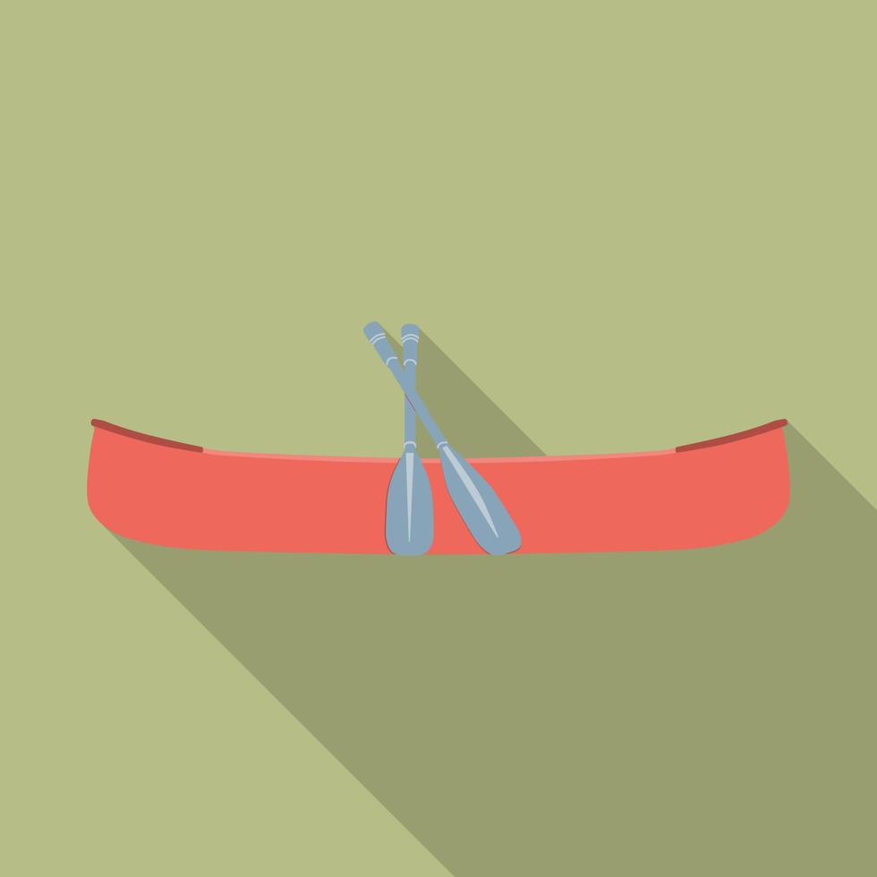 Canoe with paddles icon. Vector illustration with long shadow